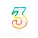 Bougie d'anniversaire chiffre 3 7, 5 cm