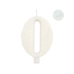 Bougie anniversaire chiffre blanche paillete 9, 5 cm