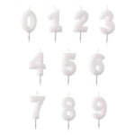 Bougie chiffre blanche � paillettes 6, 5 cm