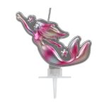 Bougie jolie sirne rose et argent 14 x 10 cm
