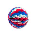 Boule en papier alv�ol� bleu blanc rouge 25 cm