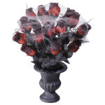 Bouquet roses rouges toile d'araigne 35 cm halloween