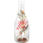 Bouteille avec fleurs s�ch�es color�es 12 x 32 cm