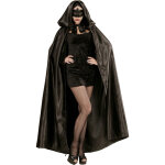 Cape  capuche noire satine adulte