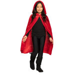 Cape  capuche velours rouge enfant