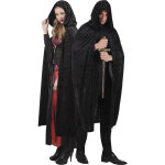 Cape noire aspect velours 170 cm adule halloween