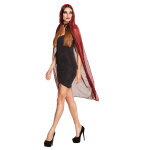Cape rouge brillante avec capuche 140 cm femme halloween