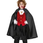 Cape vampire noire avec col rouge enfant halloween