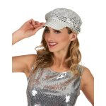 Casquette disco  sequins argent adulte