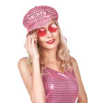 Casquette disco � sequins rose adulte