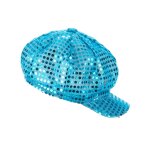 Casquette disco  sequins turquoise adulte
