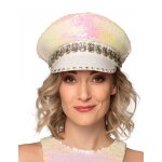 Casquette  sequins rversibles nacre et blanc adulte