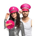 Casquette � sequins r�versibles rose fluo adulte