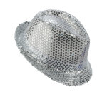 Chapeau borsalino  sequins argent adulte