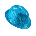 Chapeau borsalino � sequins bleu clair adulte