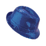 Chapeau borsalino � sequins bleu fonc� adulte