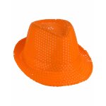 Chapeau borsalino � sequins orange adulte