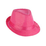 Chapeau borsalino � sequins rose fluo adulte