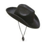Chapeau cowboy noir adulte avec cordelette Chapeau cowboy noir adulte avec cordelette