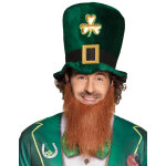 Chapeau haut de forme trfle dor adulte avec barbe saint patrick