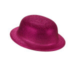 Chapeau melon paillet fuschia adulte