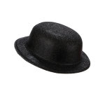 Chapeau melon plastique paillet noir adulte