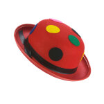 Chapeau melon rouge clown  pois adulte