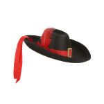 Chapeau mousquetaire noir et rouge adulte