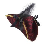 Chapeau de pirate rouge avec plume adulte