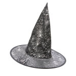 Chapeau de sorcire noir avec toile d'araigne blanche adulte