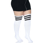 Chaussettes hautes blanches  rayures noires grande taille femme