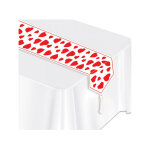 Chemin de table blanc c?urs rouges 28 cm x 1, 82 m