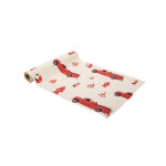 Chemin de table en sudine pompier rouge et or 28 cm x 3 m