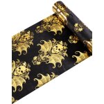 Chemin de table velours noir et squelette dor baroque 3 m x 23 cm