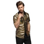 Chemise boule  facettes disco dore homme