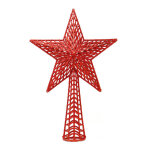 Cimier de sapin toile rouge paillete 27 cm