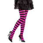 Collants rays noir et rose adulte