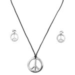 Collier et boucles d'oreilles hippie argent plastique adulte