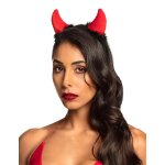 Cornes diable rouges avec fourrure noire adulte halloween