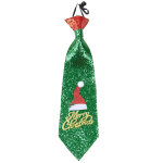 Cravate  paillettes vertes merry christmas