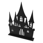 Dcoration chteau hant en bois noir 18 x 23 cm