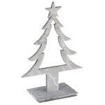 D�coration sapin de no�l en bois gris 25 x 11 x 8 cm