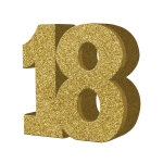 Dcoration de table 18 ans dore 20 x 20 cm