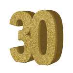 Dcoration de table 30 ans dore 20 x 20 cm