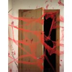 Dcoration toile d'araign rouge avec araignes 20 g halloween