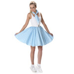 Dguisement annes 50 bleu clair  pois femme