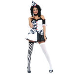 Dguisement arlequin noir et blanc sexy femme