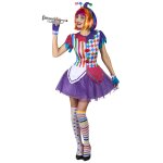Dguisement arlequin pompons colors femme