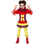 Dguisement clown malfique multicolore fille
