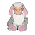 Dguisement combinaison avec capuche lapin gris bb